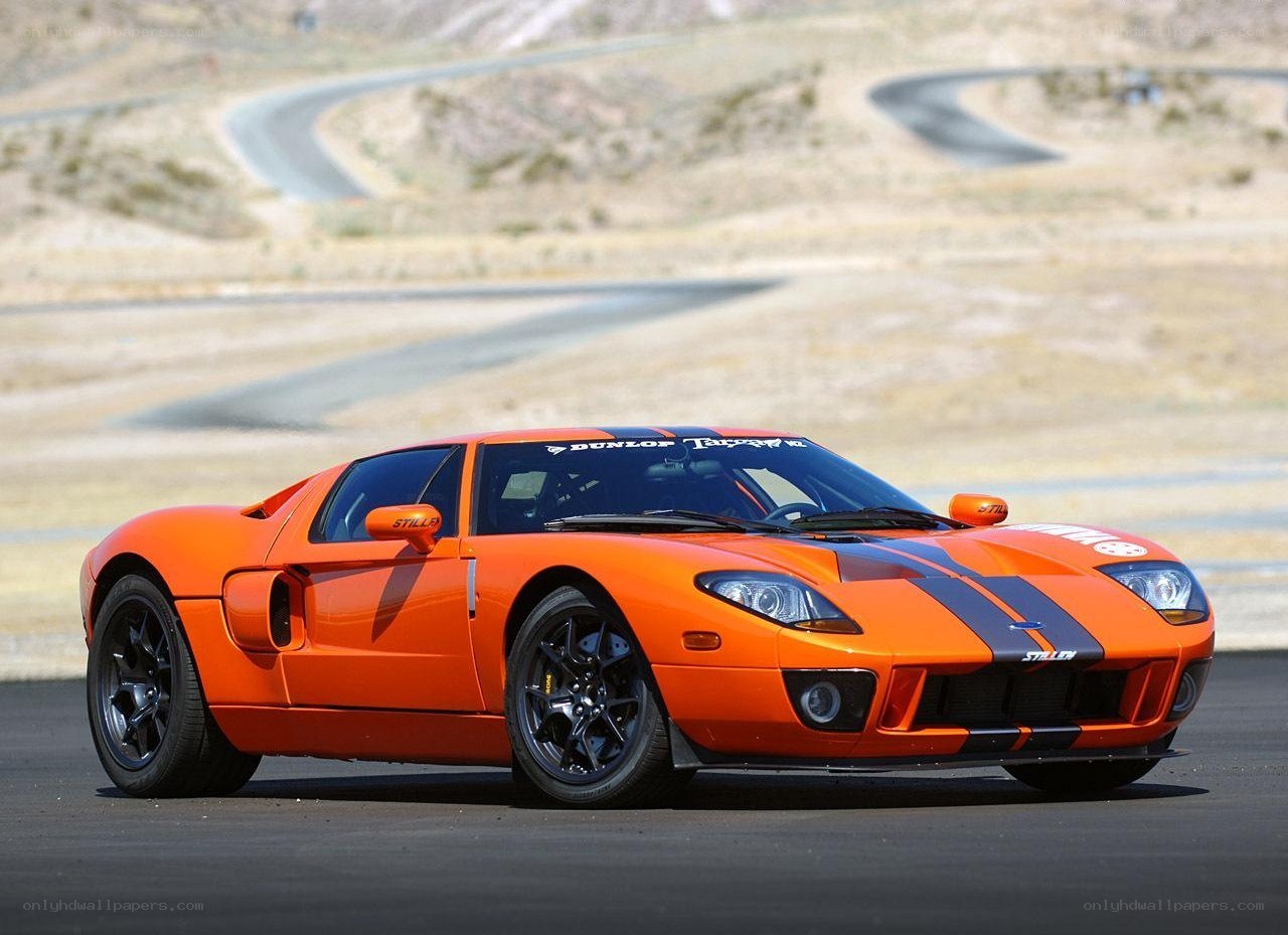 Orange Ford GT on a racetrack