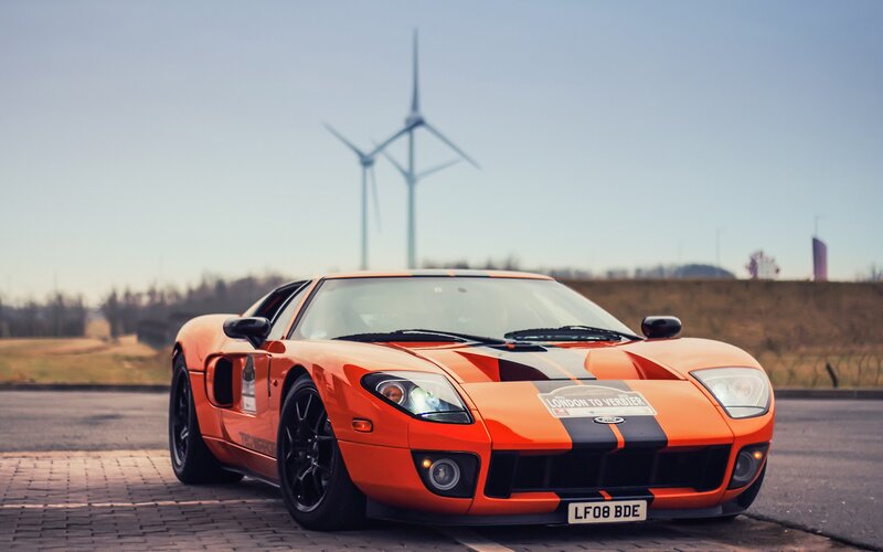 Orange Ford GT sports car