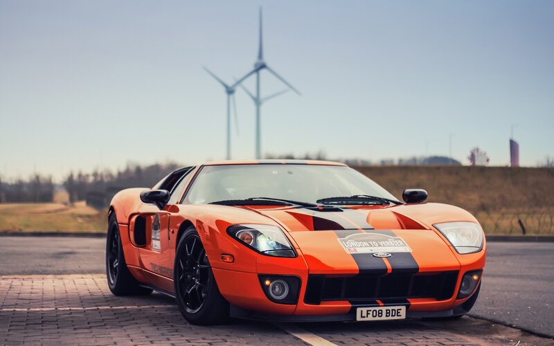 Orange Ford GT sports car