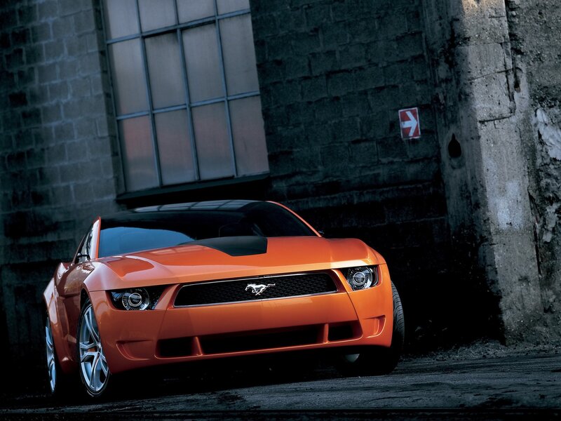 Orange Ford Mustang concept car