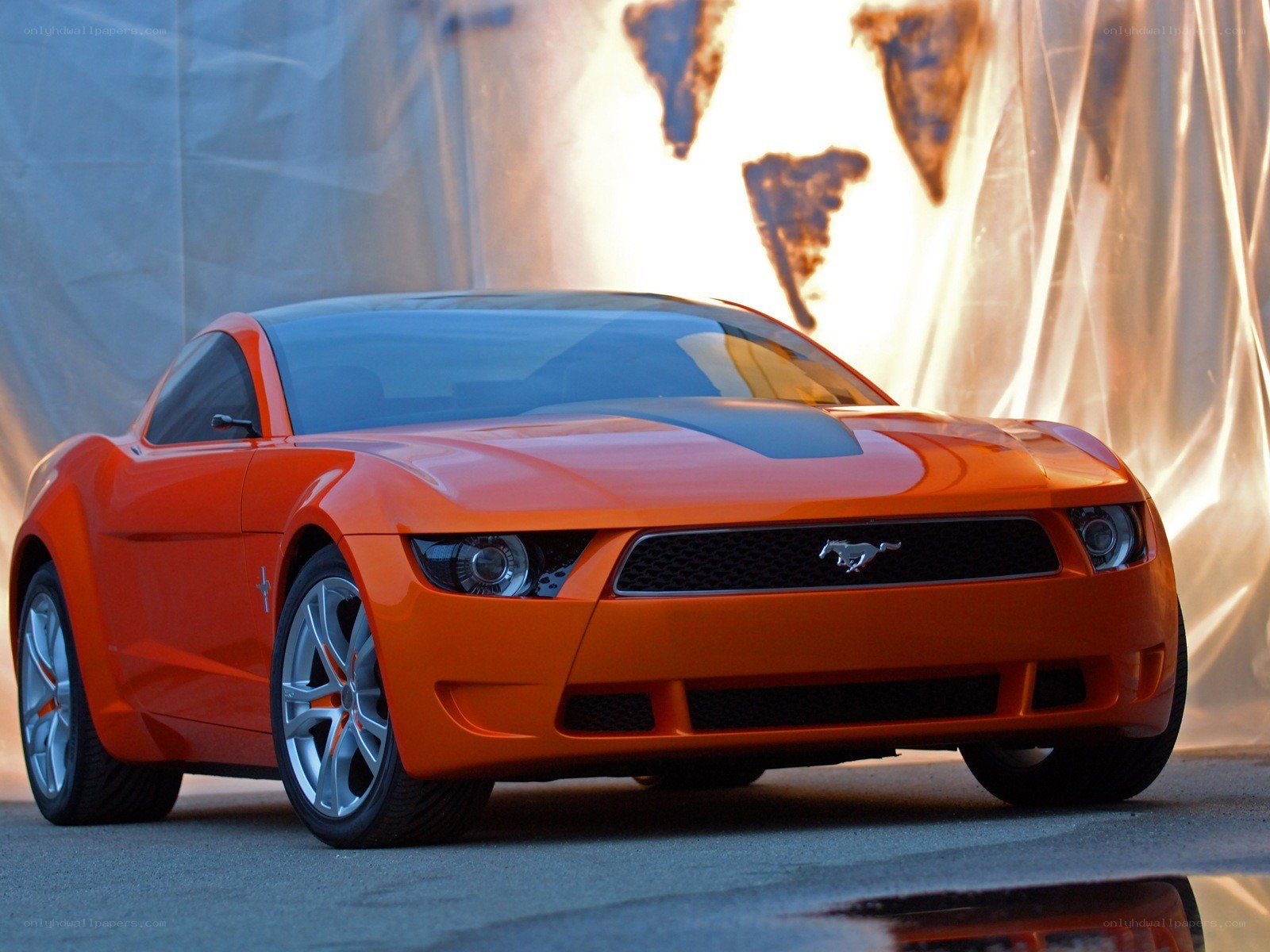 Orange Ford Mustang concept car