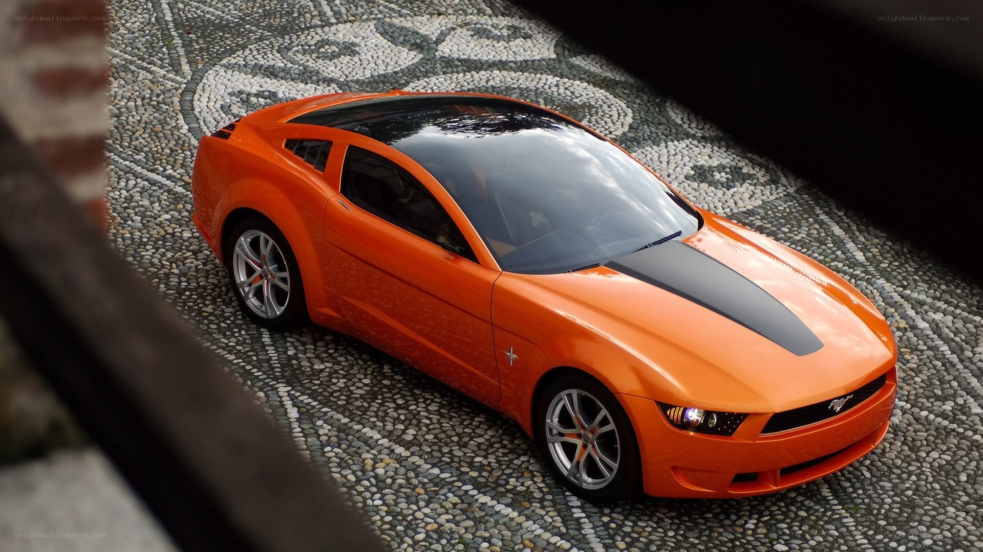 Orange Ford Mustang concept car