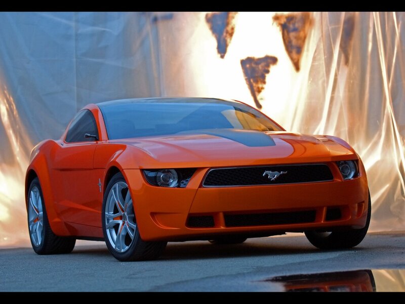 Orange Ford Mustang concept car