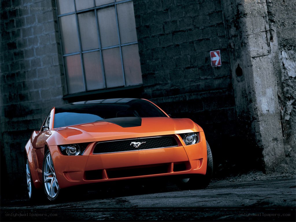 Orange Ford Mustang concept car