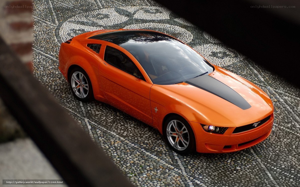 Orange Ford Mustang concept car