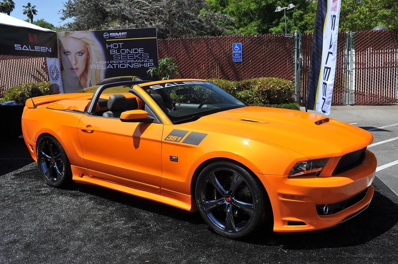 Orange Ford Mustang convertible