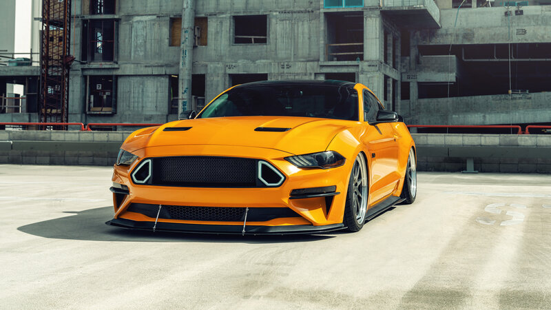 Orange Ford Mustang — Dramatic, Afternoon