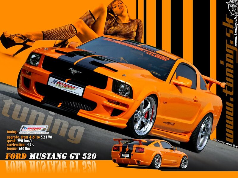 Orange Ford Mustang — Dramatic, Illustration