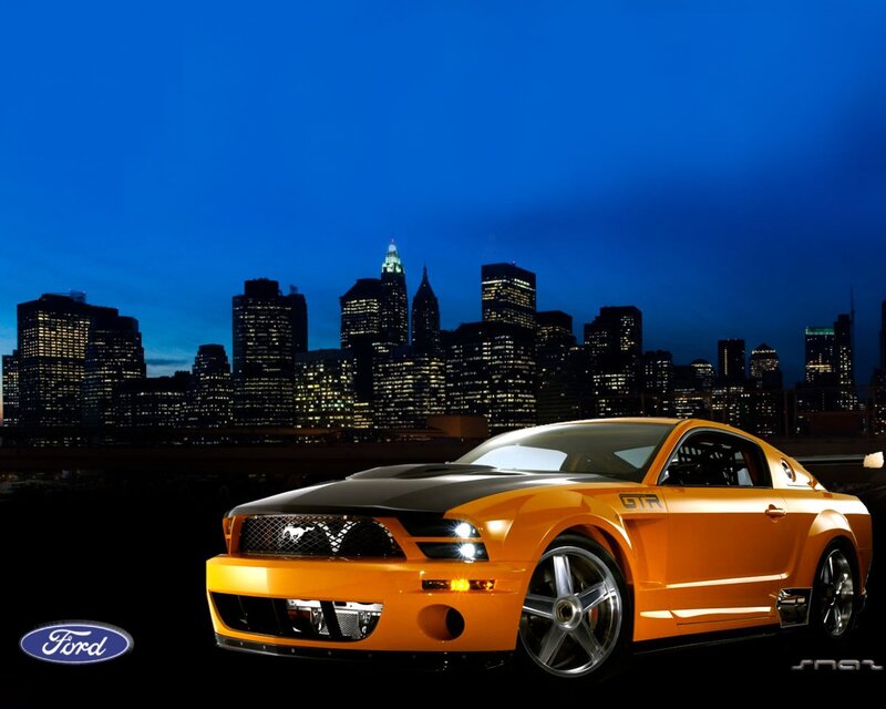 Orange Ford Mustang — Dramatic, Night