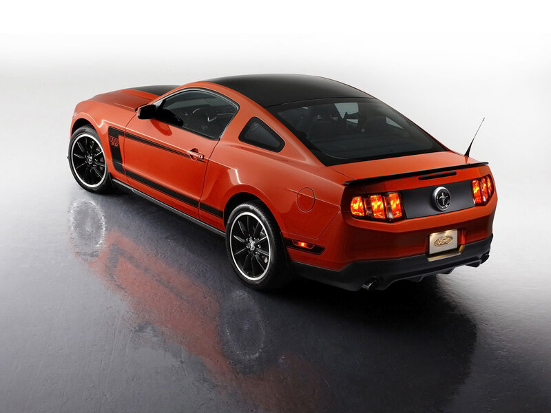 Orange Ford Mustang — Dramatic, Photograph, Black Wheels
