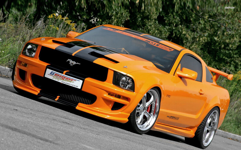 Orange Ford Mustang — Dynamic, Afternoon