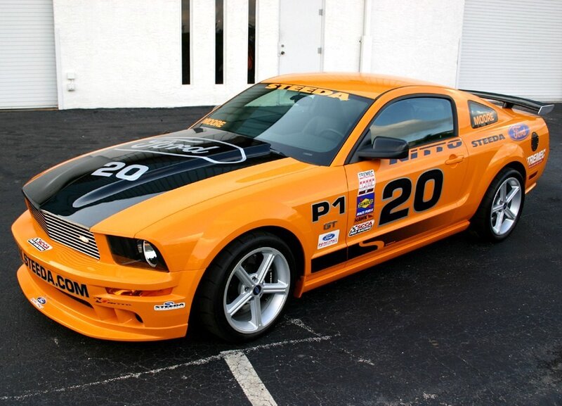 Orange Ford Mustang race car