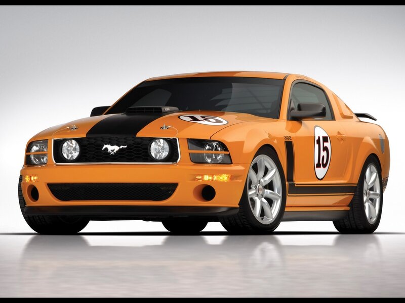 Orange Ford Mustang race car
