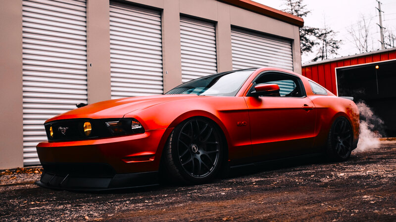 Orange Ford Mustang — Red, Dramatic