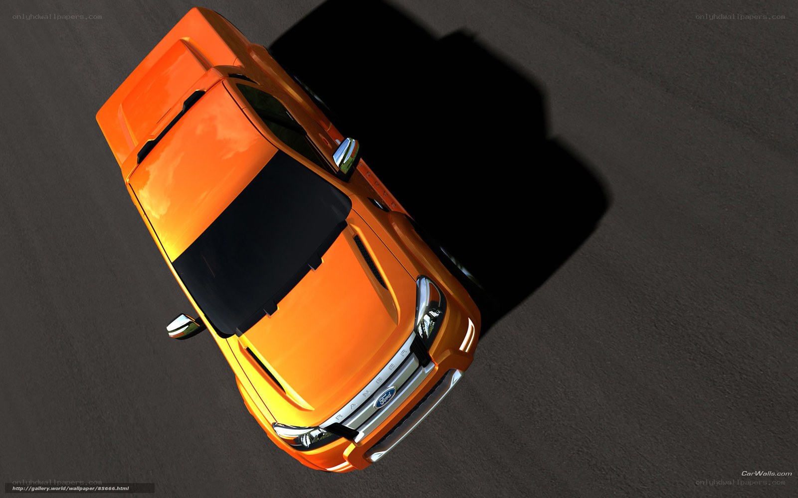 Orange Ford Ranger from above