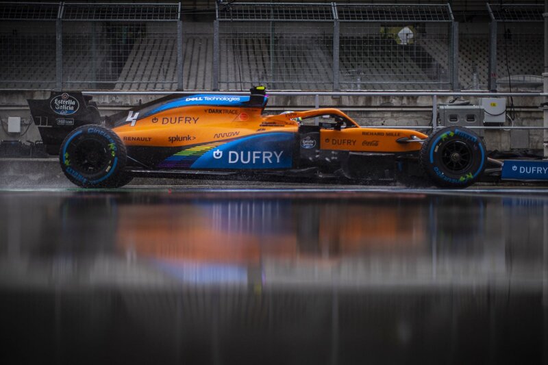 Orange Formula One Car — Dramatic