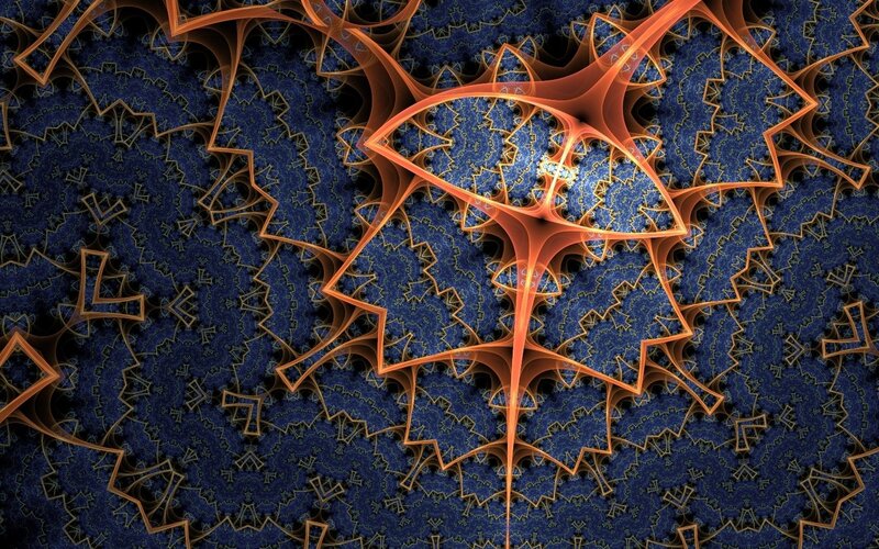 orange fractal pattern on blue