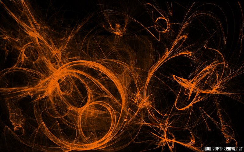 orange fractal swirls on black