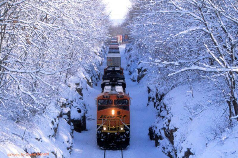 Orange Freight Train — Serene, Winter