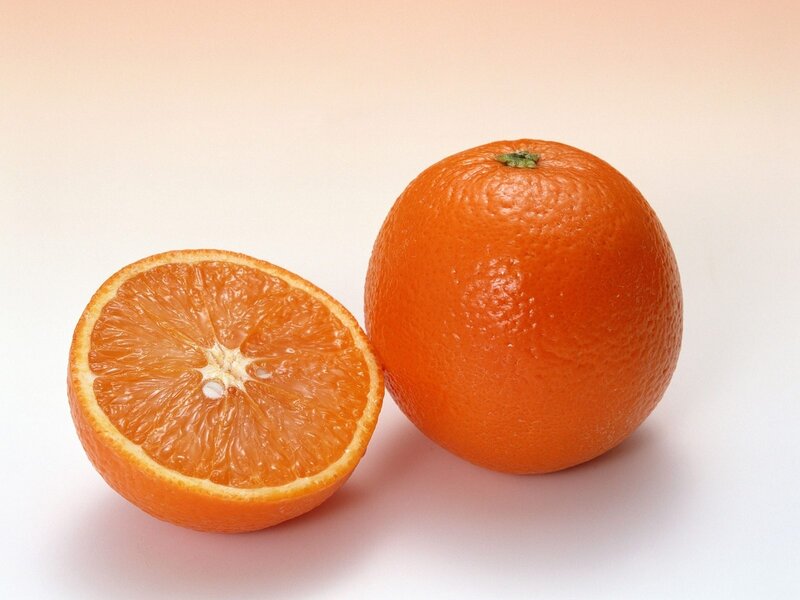 orange fruit cut in half