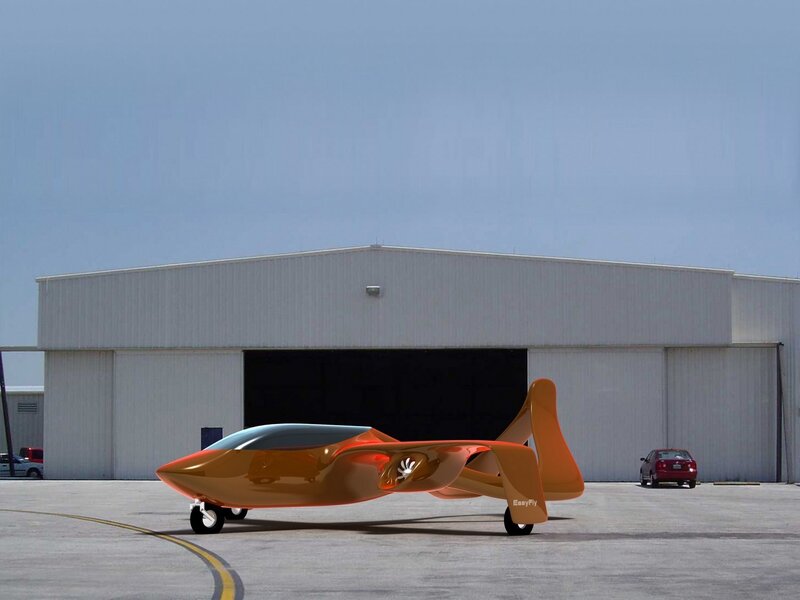 Orange futuristic aircraft