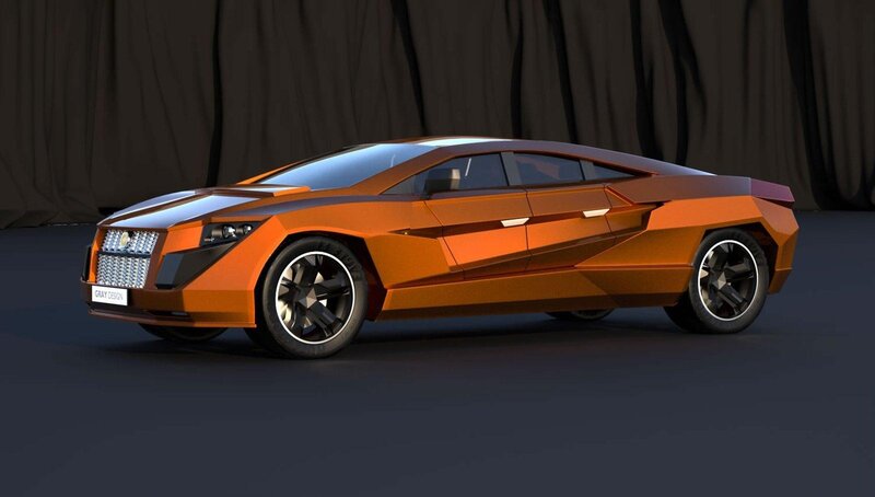 orange futuristic sports car