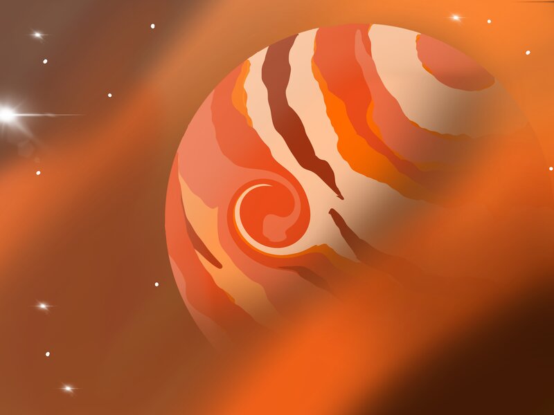 Orange Gas Giant Planet