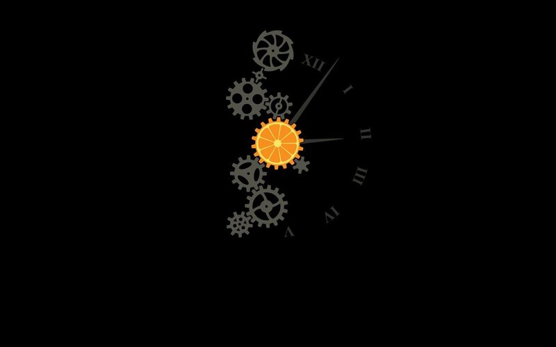 Orange Gear Clock — Black, Mechanical