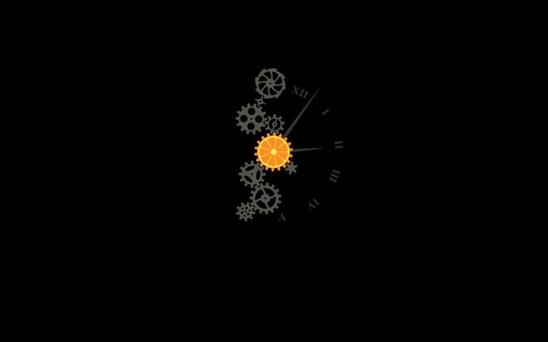 Orange Gear Clock — Black