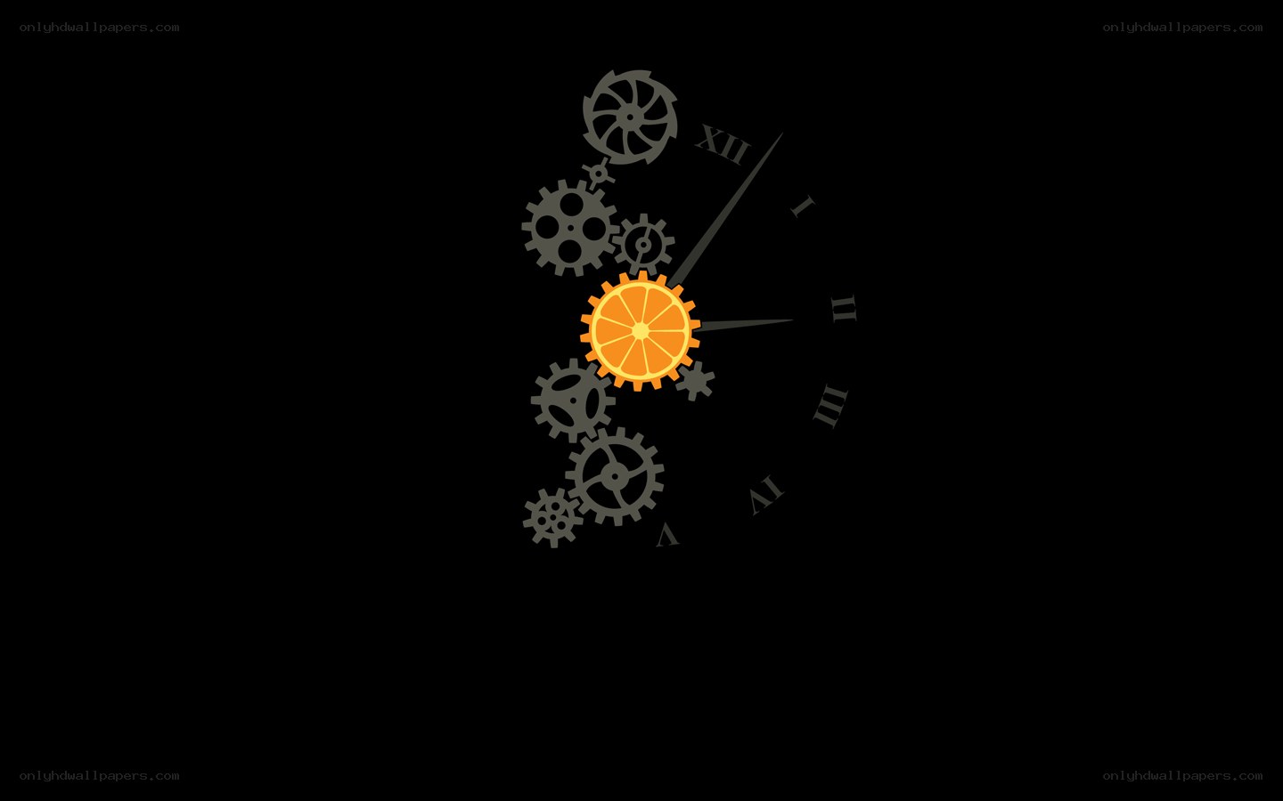 orange gear clock design
