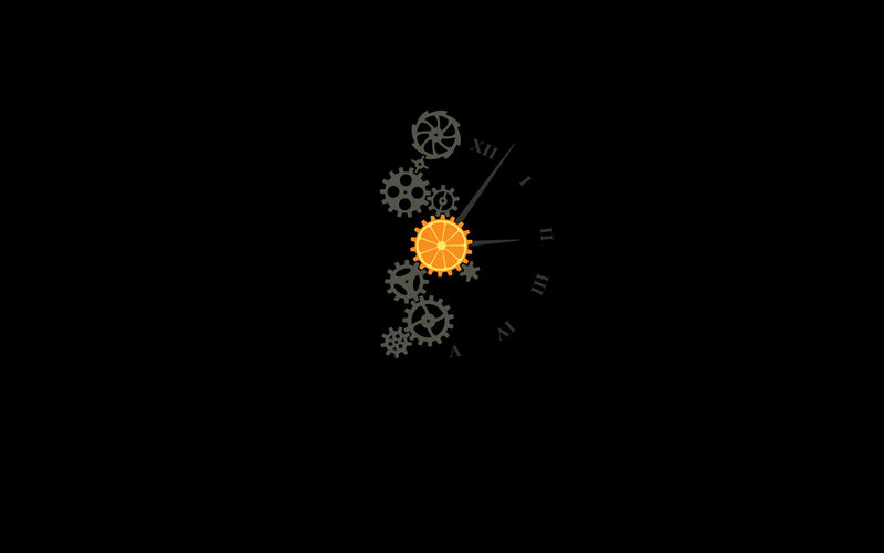 Orange Gear Clock — Mechanical
