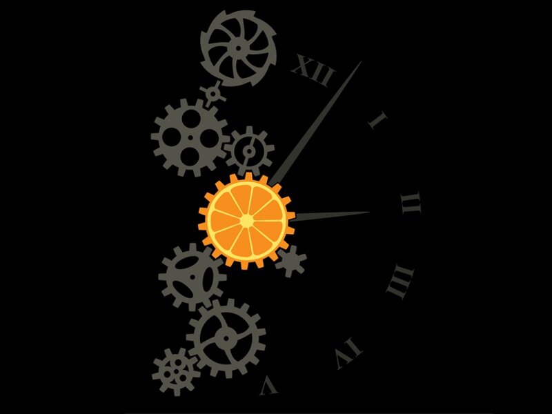 orange gear clock