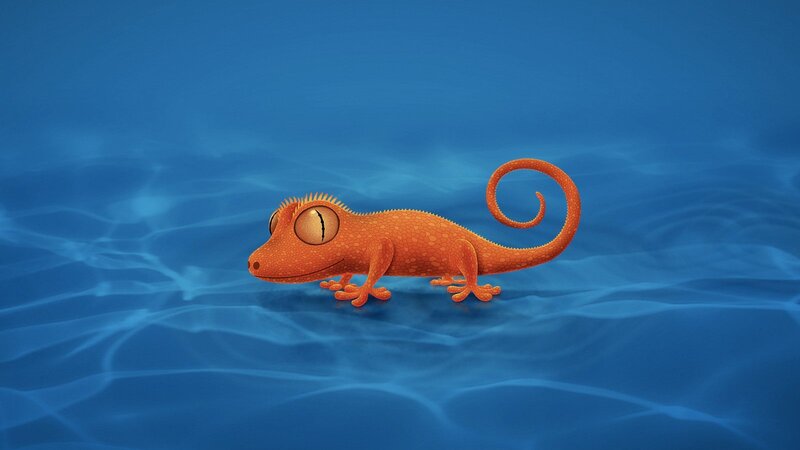 orange gecko underwater