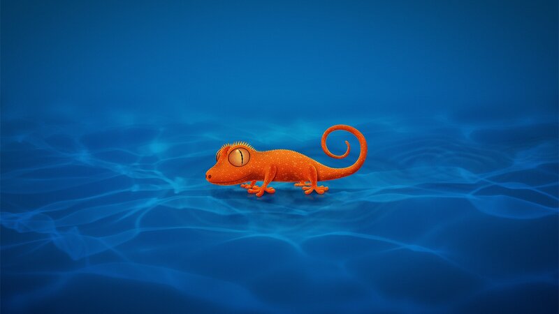 Orange Gecko Underwater — Blue