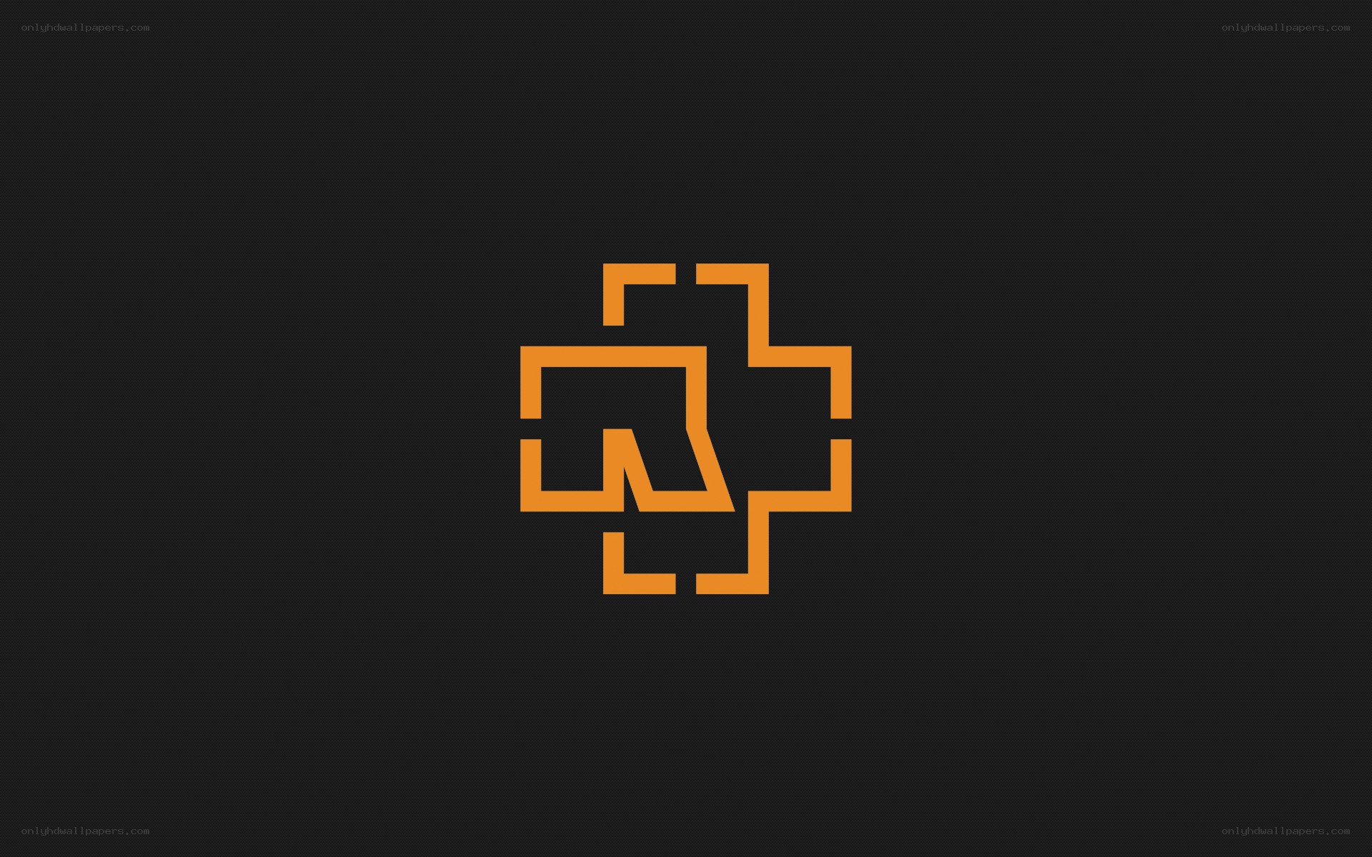 orange geometric logo on black