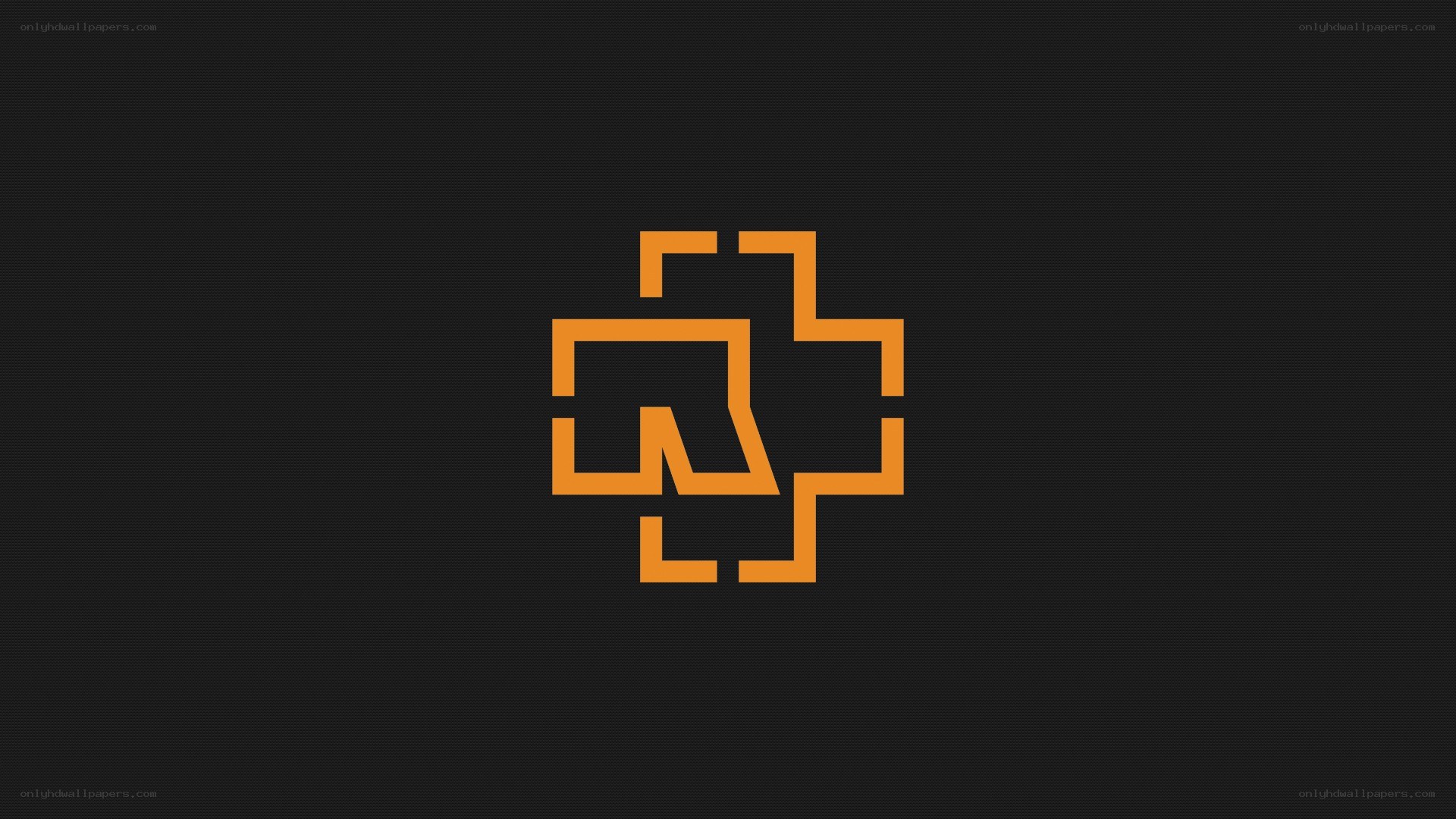 orange geometric logo on black