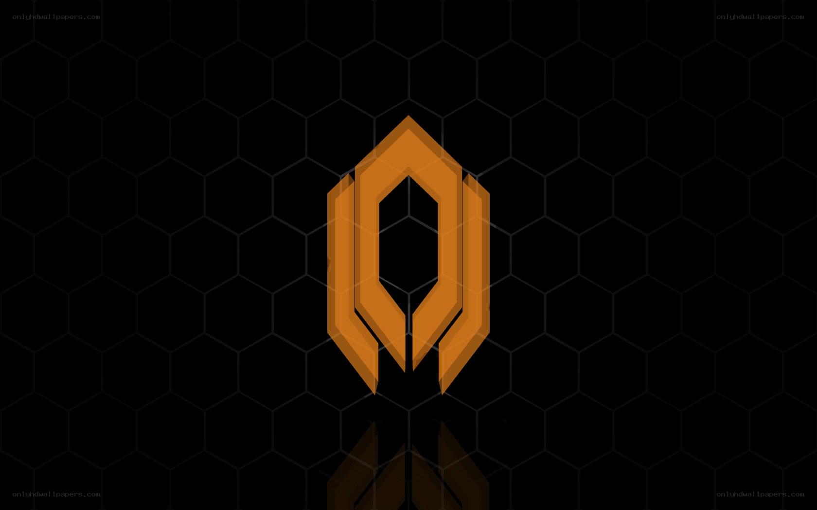orange geometric logo on black