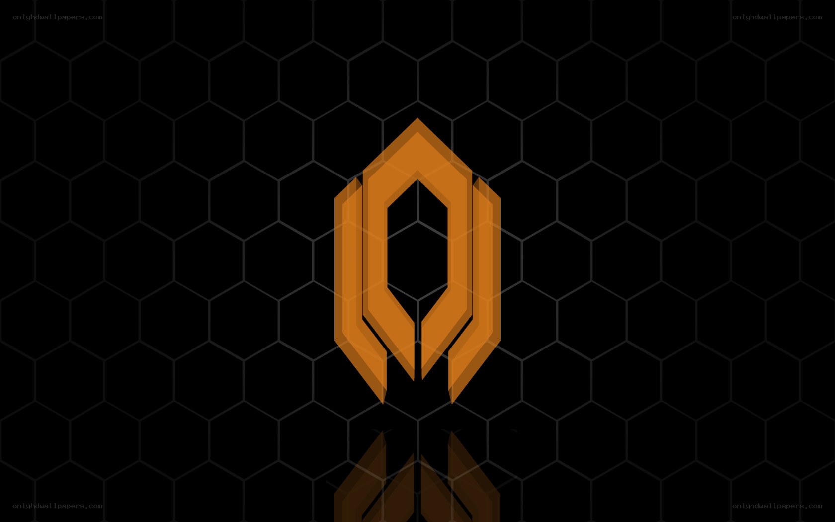 orange geometric logo on hexagonal background