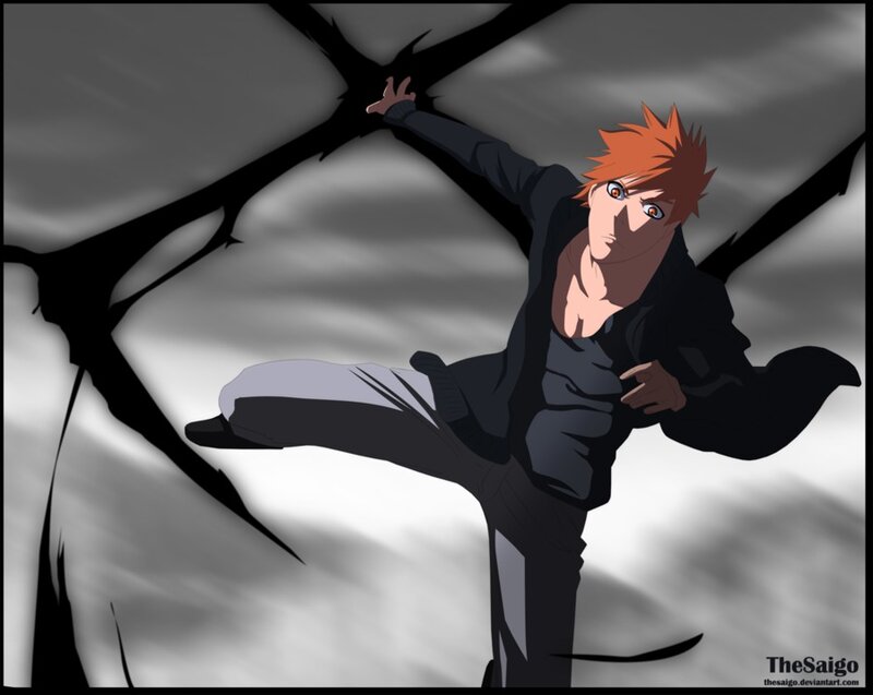 Orange-haired Anime Character — Black, Dramatic, Black Cloak