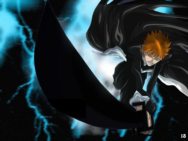 Orange-haired Anime Character — Black, Dramatic, Sword, Cape
