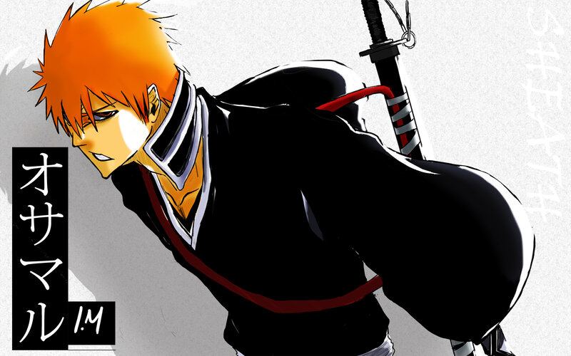 Orange-haired Anime Character — Black, Dramatic, Sword