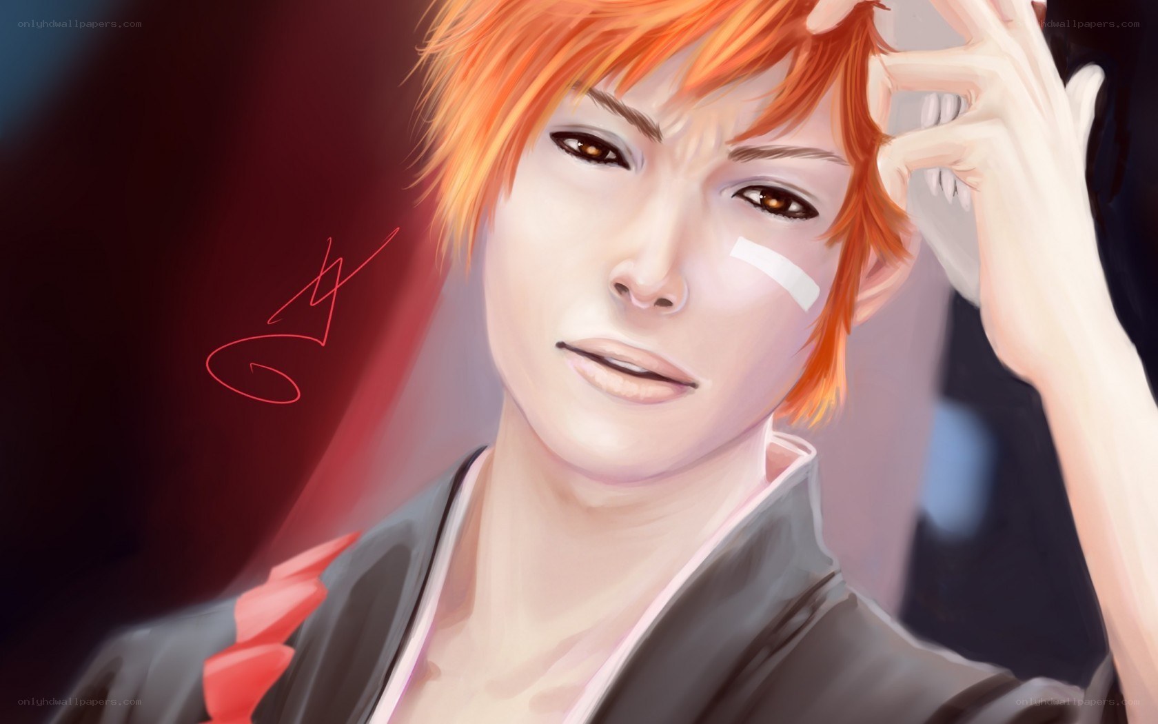 orange-haired anime character portrait