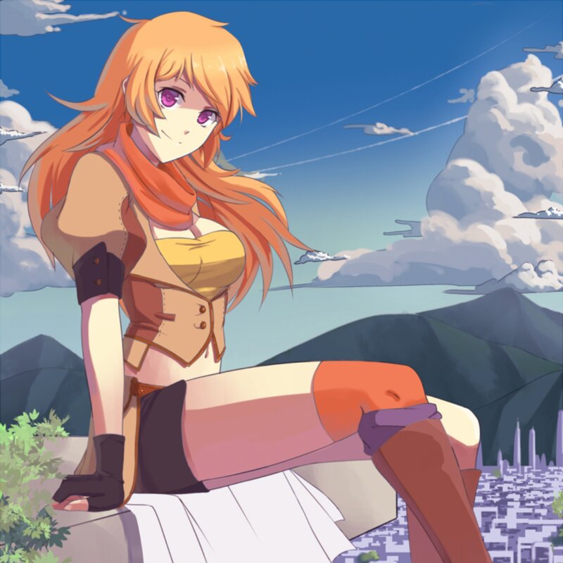 Orange-haired Anime Girl — Blue, Serene