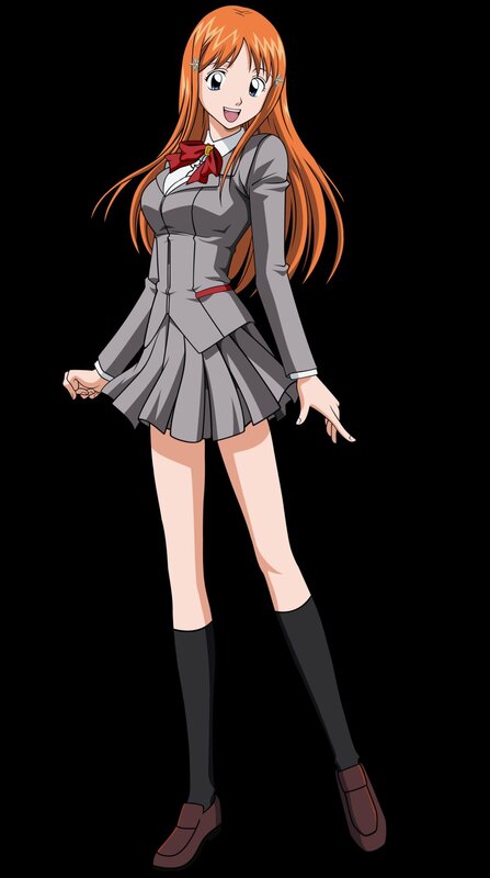 orange-haired anime girl in school uniform