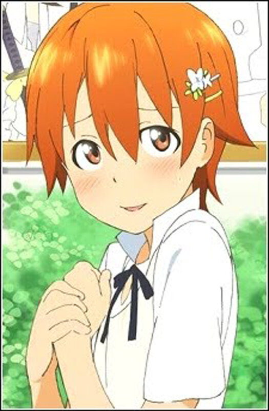 Orange-haired Anime Girl — Orange, Calm, Afternoon, School Uniform, Flower Hair Clip