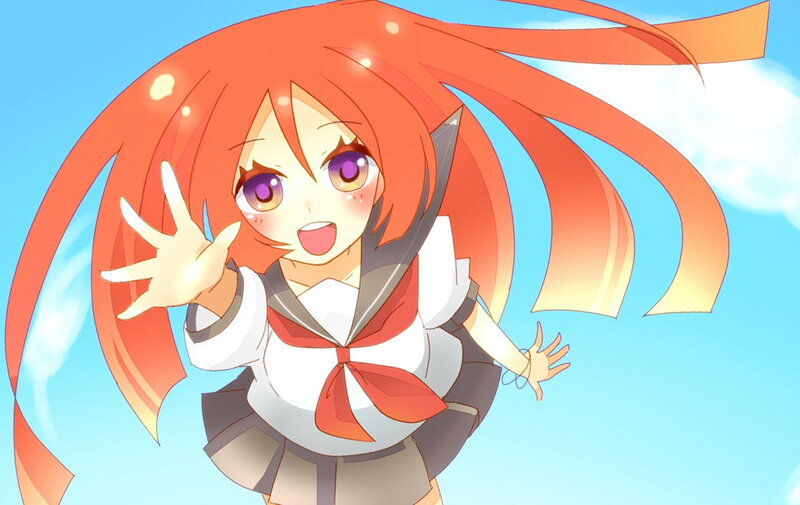 Orange-haired Anime Girl — Orange, Cheerful