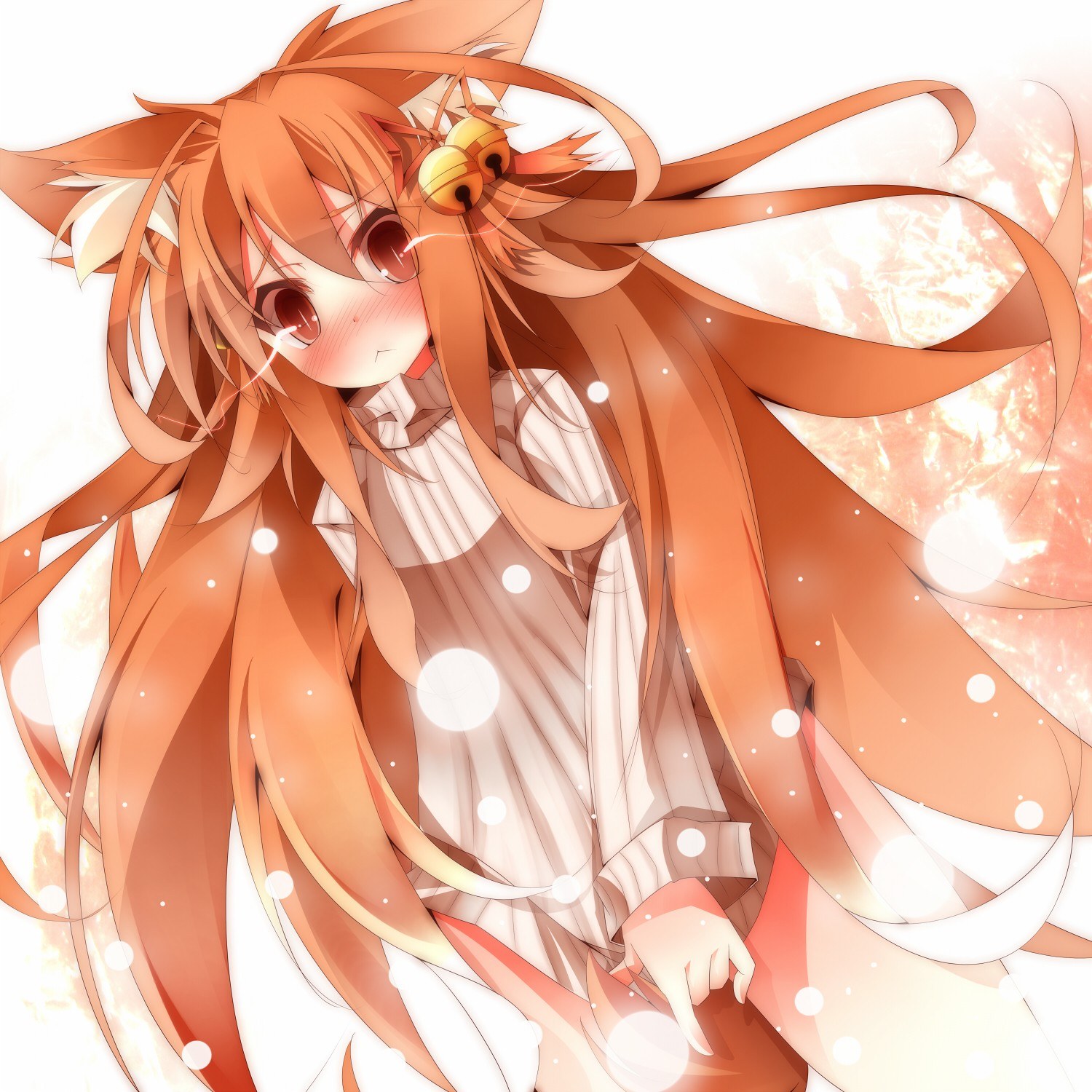 orange-haired anime girl with bells