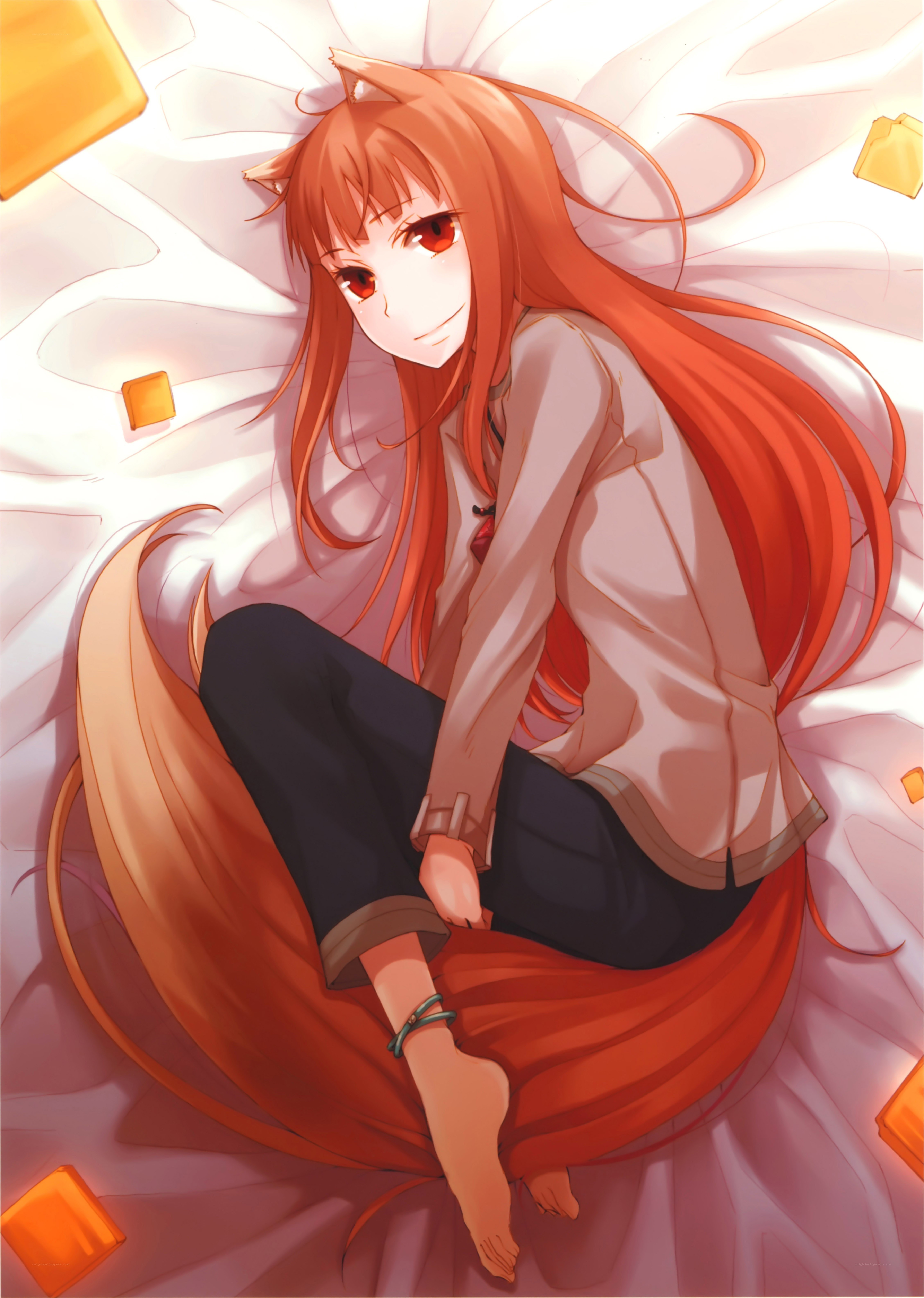orange-haired anime girl with fox ears