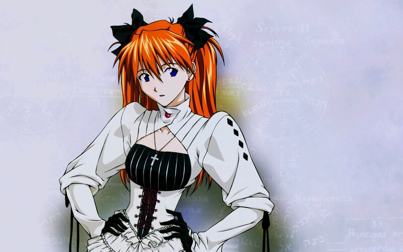 Orange-haired Anime Woman — White