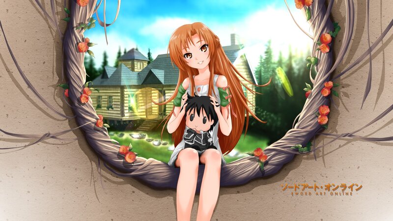 Orange-haired Girl Holding Boy
